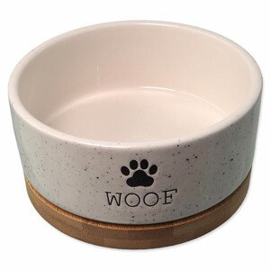 Miska DOG FANTASY keramická bílá WOOF s podtáckem 13 x 5,5 cm - Zákaznícke dni 28.3. – 30.4.2024