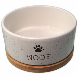 Miska DOG FANTASY keramická bílá WOOF s podtáckem 16 x 6,5 cm - Zákaznícke dni 28.3. – 30.4.2024