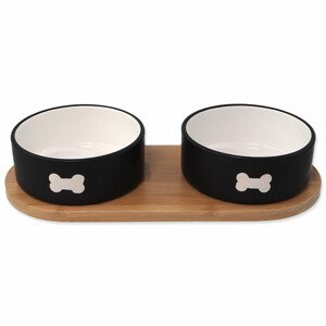 Set DOG FANTASY misky keramické s podtáckem černé kost 2x 13 x 5,5 cm - Zákaznické dny 28.3. – 30.4.2024