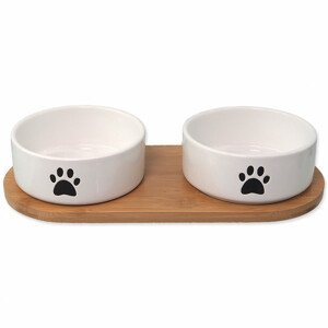 Set DOG FANTASY misky keramické s podtáckem bílé tlapka 2x 13 x 5,5 cm - Zákaznícke dni 28.3. – 30.4.2024