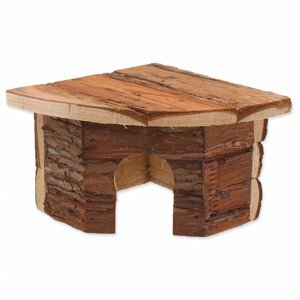 Domek SMALL ANIMALS rohový dřevěný s kůrou 16 x 16 x 11 cm - Zákaznícke dni 28.3. – 30.4.2024