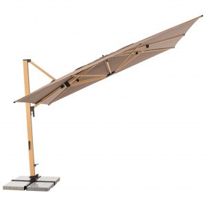 ALU WOOD XL 4x3 m - výkyvný zahradní slunečník s boční tyčí (Design látky: 846)