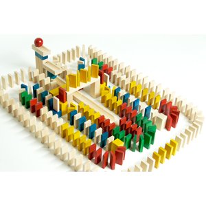 Hračka EkoToys dřevěné domino barevné 830 ks
