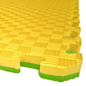 TATAMI PUZZLE podložka - Dvoubarevná - 100x100x2,6 cm (žlutá/zelená)