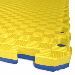 TATAMI PUZZLE podložka - Dvoubarevná - 100x100x4,0 cm (žlutá/modrá)
