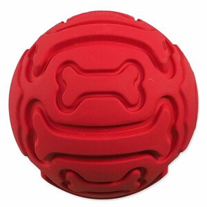 Míček DOG FANTASY gumový pískací červený - vzor kost - Zákaznícke dni 28.3. – 30.4.2024