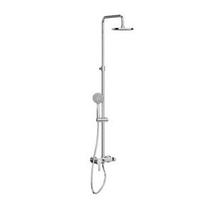 JIKA MIO-N sprchový set s baterií, horní sprcha, ruční sprcha se 4 proudy, teleskopická tyč, hadice, chrom