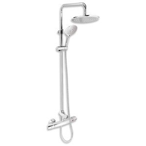 NOVASERVIS sprchový set s termostatickou baterií, horní sprcha, ruční sprcha se 3 proudy, teleskopická tyč, hadice, chrom