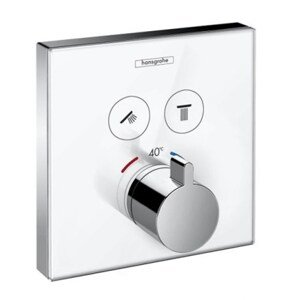 HANSGROHE SHOWER SELECT GLASS podomítková termostatická baterie, pro 2 spotřebiče, bílá/chrom