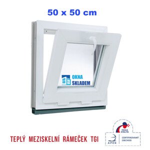 Plastové okno | 50x50 cm (500x500 mm) | Bílé | Sklopné | Teplý meziskelní rámeček