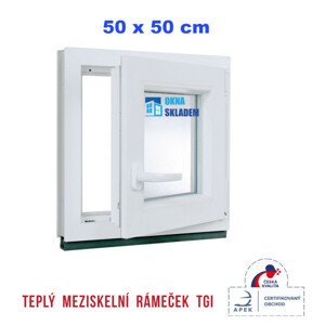 Plastové okno | 50x50 cm (500x500 mm) | Pravé| Bílé | jednokřídlé | Teplý meziskelní rámeček