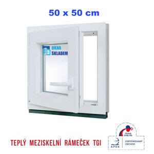 Plastové okno | 50x50 cm (500x500 mm) | Levé| Bílé | jednokřídlé | Teplý meziskelní rámeček