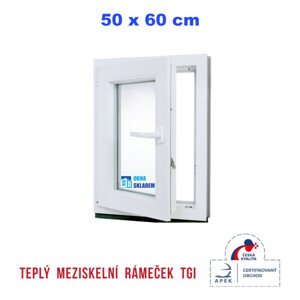 Plastové okno | 50x60 cm (500x600 mm) | Levé| Bílé | jednokřídlé