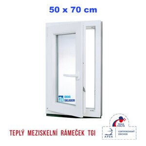 Plastové okno | 50x70 cm (500x700 mm) | Levé| Bílé | jednokřídlé