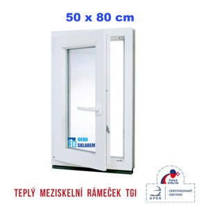 Plastové okno | 50x80 cm (500x800 mm) | Levé| Bílé | jednokřídlé | Teplý meziskelní rámeček