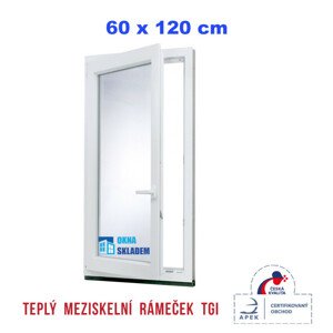 Plastové okno | 60x120 cm (600x1200 mm) | Levé | Bílé | jednokřídlé | Teplý meziskelní rámeček