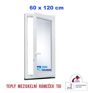 Plastové okno | 60x120 cm (600x1200 mm) | Pravé | Bílé | jednokřídlé | Teplý meziskelní rámeček