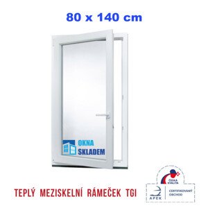 Plastové okno | 80x140 cm (800x1400 mm) | Levé | Bílé | jednokřídlé | Teplý meziskelní rámeček