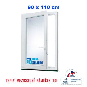 Plastové okno | 90x110 cm (900x1100 mm) | Levé| Bílé | jednokřídlé