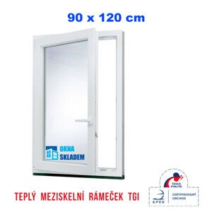 Plastové okno | 90x120 cm (900x1200 mm) | Levé| Bílé | jednokřídlé