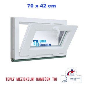 Plastové okno | 70x42 cm (700x420 mm) | Bílé | Sklopné | Teplý meziskelní rámeček