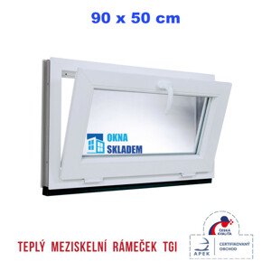 Plastové okno | 90x50 cm (900x500 mm) | Bílé | Sklopné | Teplý meziskelní rámeček