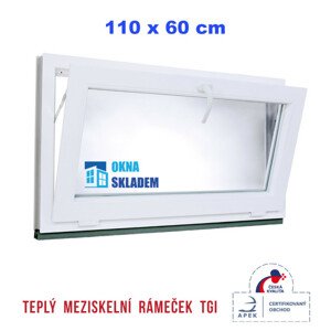 Plastové okno | 110x60 cm (1100x600 mm) | Bílé | Sklopné | Teplý meziskelní rámeček