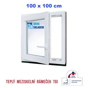Jednokřídlé - Plastové okno | 100x100 cm (1000x1000 mm) | Levé | Bílé