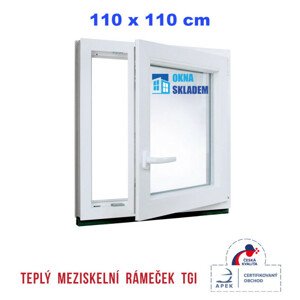 Jednokřídlé - Plastové okno | 110x110 cm (1100x1100 mm) | Pravé | Bílé