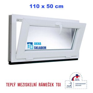 Plastové okno | 110x50 cm (1100x500 mm) | Bílé | Sklopné | Teplý meziskelní rámeček