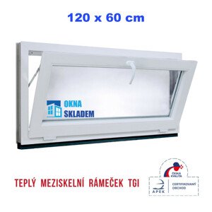Plastové okno | 120x60 cm (1200x600 mm) | Bílé | Sklopné | Teplý meziskelní rámeček