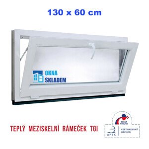 Plastové okno | 130x60 cm (1300x600 mm) | Bílé | Sklopné | Teplý meziskelní rámeček