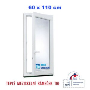Plastové okno | 60x110 cm (600x1100 mm) | Pravé | Bílé | jednokřídlé | Teplý meziskelní rámeček