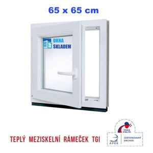 Plastové okno | 65x65 cm (650x650 mm) | Levé| Bílé | jednokřídlé | Teplý meziskelní rámeček