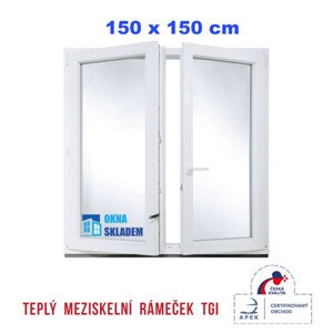Dvoukřídlé - Plastové okno | 150x150 cm (1500x1500 mm) | Bílé | Teplý meziskelní rámeček