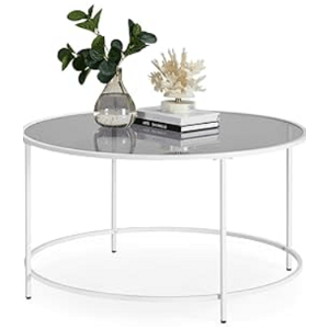 Skleněný konferenční stolek s kovovým rámem