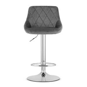 Barová židle KAST - aksamit šedý / základna chrom