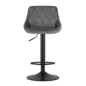 Barová židle KAST - aksamit šedý / základna černá