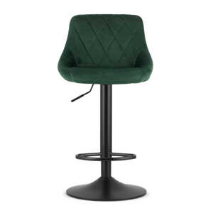 Barová židle KAST - aksamit zelený / základna černá